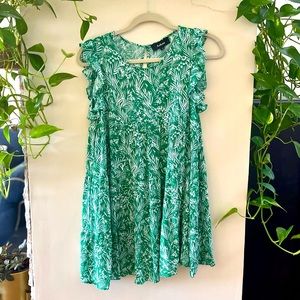 Through the hedge green leaf print dress green mini